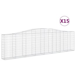 VidaXL Kosze gabionowe, 15 szt, 400x30x100/120cm, galwanizowane żelazo