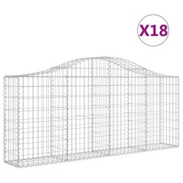 VidaXL Kosze gabionowe, 18 szt, 200x30x80/100 cm, galwanizowane żelazo