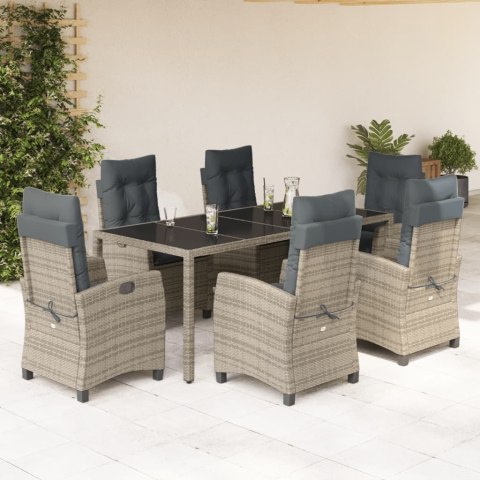 VidaXL 7-cz. zestaw mebli ogrodowych z poduszkami, szary, rattan PE VidaXL 7-cz. zestaw mebli ogrodowych z poduszkami, szary, rattan PE