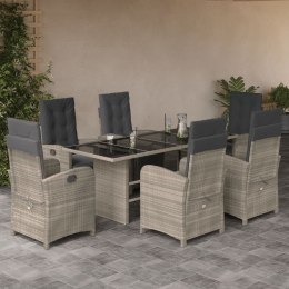 VidaXL 7-cz. zestaw mebli ogrodowych z poduszkami, szary, rattan PE