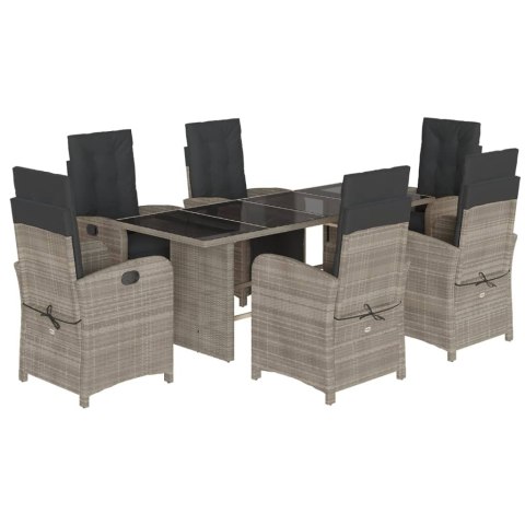 VidaXL 7-cz. zestaw mebli ogrodowych z poduszkami, szary, rattan PE VidaXL 7-cz. zestaw mebli ogrodowych z poduszkami, szary, rattan PE