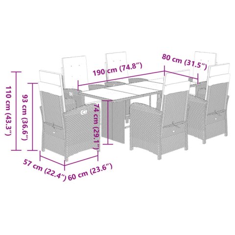 VidaXL 7-cz. zestaw mebli ogrodowych z poduszkami, szary, rattan PE VidaXL 7-cz. zestaw mebli ogrodowych z poduszkami, szary, rattan PE
