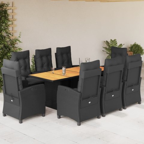 VidaXL 9-cz. zestaw mebli ogrodowych z poduszkami, czarny, rattan PE VidaXL 9-cz. zestaw mebli ogrodowych z poduszkami, czarny, rattan PE