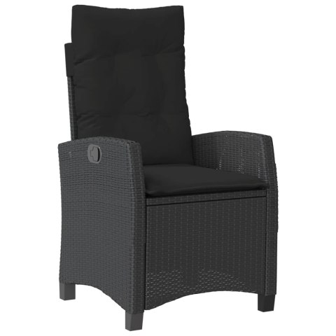 VidaXL 9-cz. zestaw mebli ogrodowych z poduszkami, czarny, rattan PE VidaXL 9-cz. zestaw mebli ogrodowych z poduszkami, czarny, rattan PE