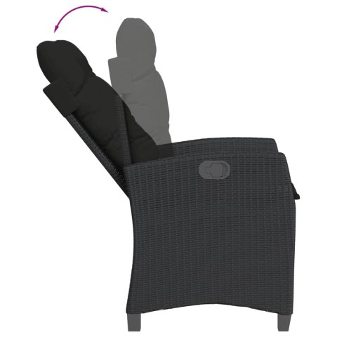 VidaXL 9-cz. zestaw mebli ogrodowych z poduszkami, czarny, rattan PE VidaXL 9-cz. zestaw mebli ogrodowych z poduszkami, czarny, rattan PE