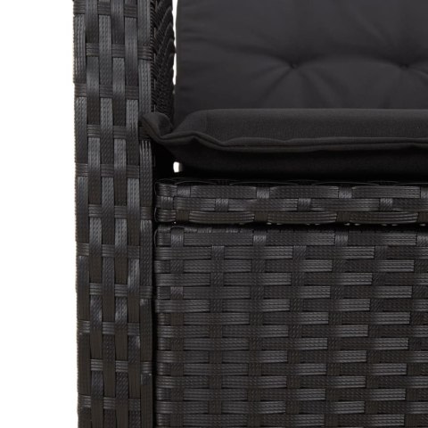 VidaXL 9-cz. zestaw mebli ogrodowych z poduszkami, czarny, rattan PE VidaXL 9-cz. zestaw mebli ogrodowych z poduszkami, czarny, rattan PE
