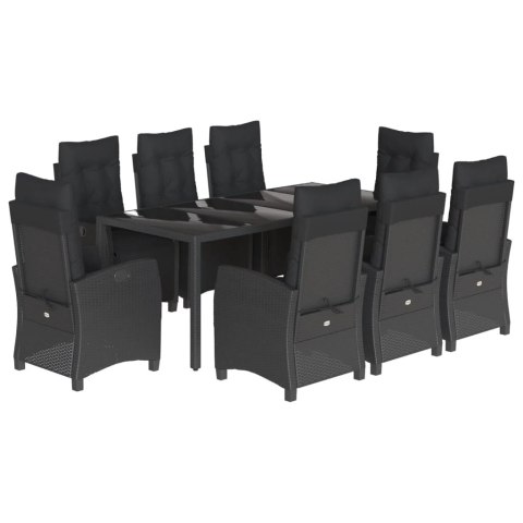 VidaXL 9-cz. zestaw mebli ogrodowych z poduszkami, czarny, rattan PE VidaXL 9-cz. zestaw mebli ogrodowych z poduszkami, czarny, rattan PE