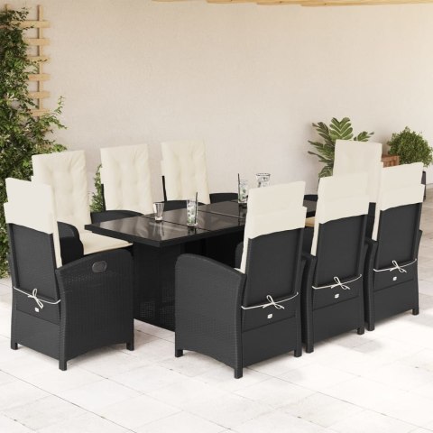 VidaXL 9-cz. zestaw mebli ogrodowych z poduszkami, czarny, rattan PE VidaXL 9-cz. zestaw mebli ogrodowych z poduszkami, czarny, rattan PE
