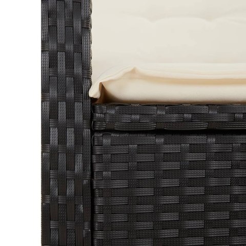 VidaXL 9-cz. zestaw mebli ogrodowych z poduszkami, czarny, rattan PE VidaXL 9-cz. zestaw mebli ogrodowych z poduszkami, czarny, rattan PE