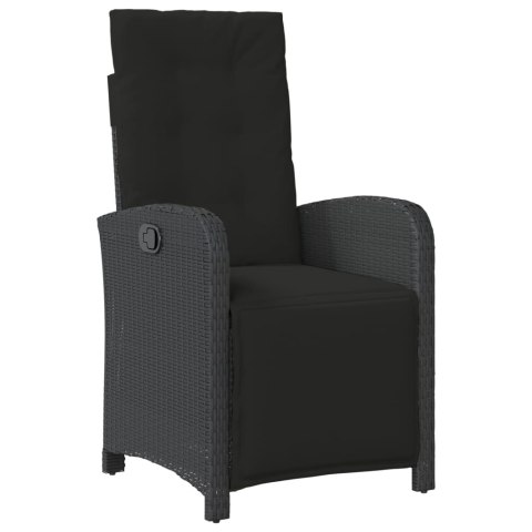 VidaXL 9-cz. zestaw mebli ogrodowych z poduszkami, czarny, rattan PE VidaXL 9-cz. zestaw mebli ogrodowych z poduszkami, czarny, rattan PE