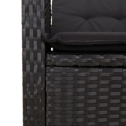 VidaXL 9-cz. zestaw mebli ogrodowych z poduszkami, czarny, rattan PE VidaXL 9-cz. zestaw mebli ogrodowych z poduszkami, czarny, rattan PE