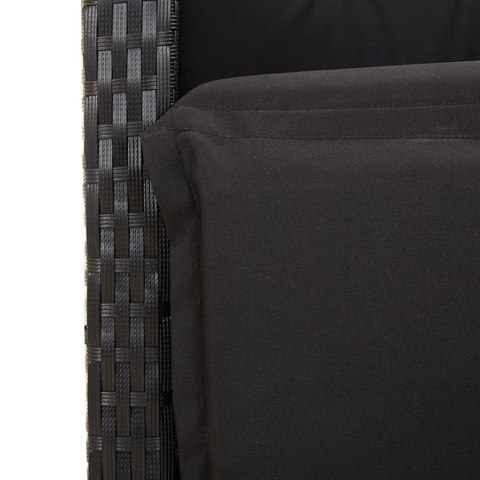 VidaXL 9-cz. zestaw mebli ogrodowych z poduszkami, czarny, rattan PE VidaXL 9-cz. zestaw mebli ogrodowych z poduszkami, czarny, rattan PE