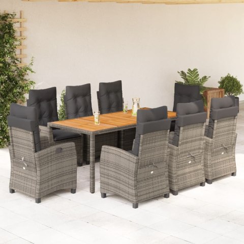 VidaXL 9-cz. zestaw mebli ogrodowych z poduszkami, szary, rattan PE VidaXL 9-cz. zestaw mebli ogrodowych z poduszkami, szary, rattan PE