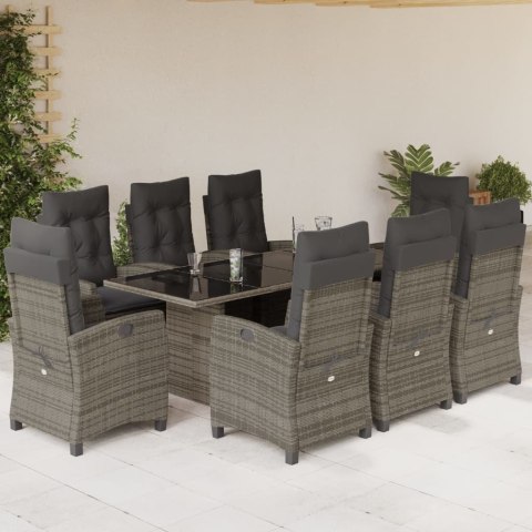 VidaXL 9-cz. zestaw mebli ogrodowych z poduszkami, szary, rattan PE VidaXL 9-cz. zestaw mebli ogrodowych z poduszkami, szary, rattan PE