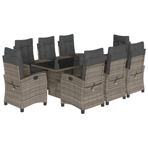 VidaXL 9-cz. zestaw mebli ogrodowych z poduszkami, szary, rattan PE VidaXL 9-cz. zestaw mebli ogrodowych z poduszkami, szary, rattan PE