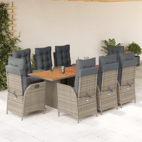 VidaXL 9-cz. zestaw mebli ogrodowych z poduszkami, szary, rattan PE VidaXL 9-cz. zestaw mebli ogrodowych z poduszkami, szary, rattan PE