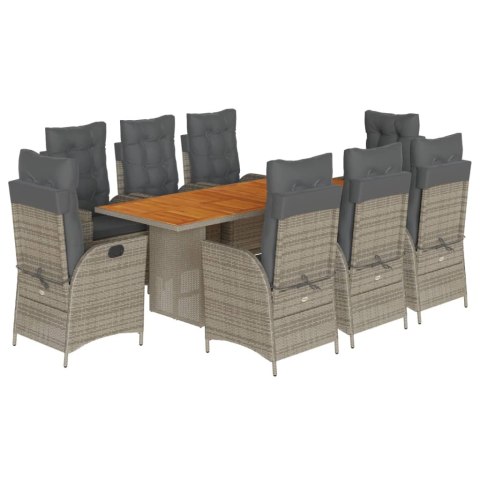 VidaXL 9-cz. zestaw mebli ogrodowych z poduszkami, szary, rattan PE VidaXL 9-cz. zestaw mebli ogrodowych z poduszkami, szary, rattan PE