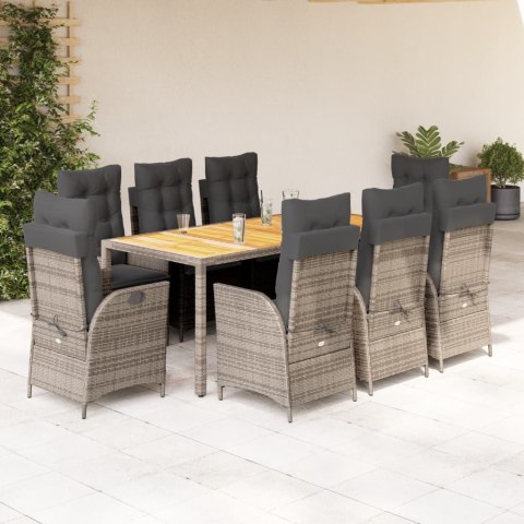 VidaXL 9-cz. zestaw mebli ogrodowych z poduszkami, szary, rattan PE VidaXL 9-cz. zestaw mebli ogrodowych z poduszkami, szary, rattan PE