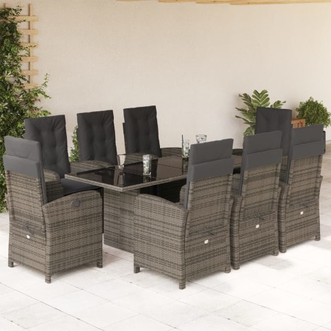 VidaXL 9-cz. zestaw mebli ogrodowych z poduszkami, szary, rattan PE VidaXL 9-cz. zestaw mebli ogrodowych z poduszkami, szary, rattan PE