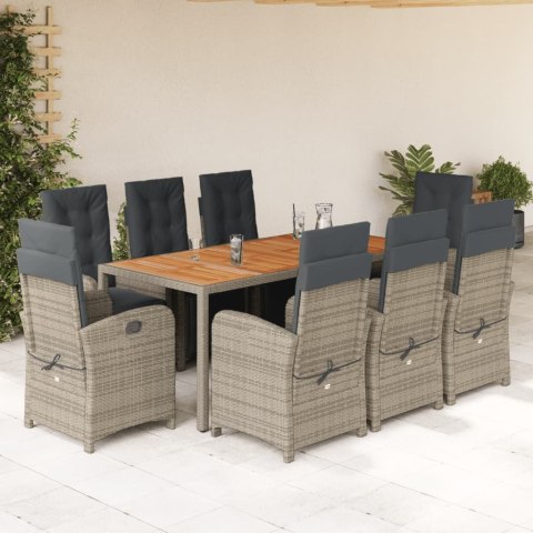 VidaXL 9-cz. zestaw mebli ogrodowych z poduszkami, szary, rattan PE VidaXL 9-cz. zestaw mebli ogrodowych z poduszkami, szary, rattan PE