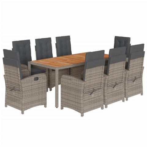 VidaXL 9-cz. zestaw mebli ogrodowych z poduszkami, szary, rattan PE VidaXL 9-cz. zestaw mebli ogrodowych z poduszkami, szary, rattan PE