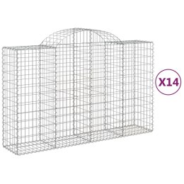 VidaXL Kosze gabionowe, 14 szt, 200x50x120/140cm, galwanizowane żelazo