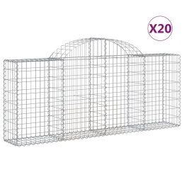 VidaXL Kosze gabionowe, 20 szt, 200x30x80/100 cm, galwanizowane żelazo