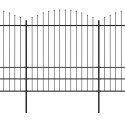 VidaXL Panele ogrodzeniowe z grotami, stal, (1,75-2) x 17 m, czarne