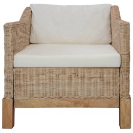 VidaXL 3-częściowy zestaw wypoczynkowy z poduszkami, naturalny rattan