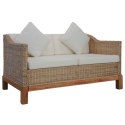VidaXL 3-częściowy zestaw wypoczynkowy z poduszkami, naturalny rattan