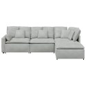 VidaXL Sofa modułowa z podnóżkiem i poduszkami Velvet Light Grey