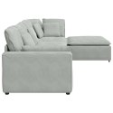 VidaXL Sofa modułowa z podnóżkiem i poduszkami Velvet Light Grey