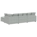 VidaXL Sofa modułowa z podnóżkiem i poduszkami Velvet Light Grey