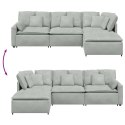 VidaXL Sofa modułowa z podnóżkiem i poduszkami Velvet Light Grey