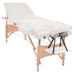 VidaXL Składany stół do masażu o grubości 10 cm, 3-strefowy, biały
