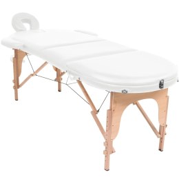 VidaXL Składany stół do masażu z 2 wałkami, grubość 4 cm, biały
