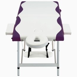 VidaXL 2-strefowy, składany stół do masażu, aluminium, biało-fioletowy