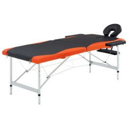VidaXL 2-strefy, składany stół do masażu, aluminium czarny i pomarańcz