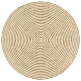 VidaXL Dywanik ręcznie wykonany z juty, spiralny wzór, biały, 120 cm
