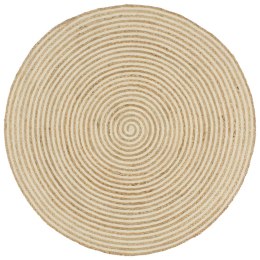 VidaXL Dywanik ręcznie wykonany z juty, spiralny wzór, biały, 90 cm