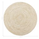 VidaXL Ręcznie wykonany dywan, juta, biały i naturalny, 120 cm