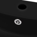 VidaXL Umywalka prostokątna z otworem przelewowym i na baterię, czarna