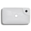 VidaXL Ceramiczna umywalka z otworem na kran, biała