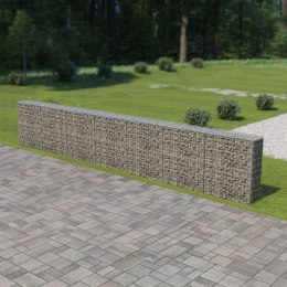 VidaXL Ściana gabionowa z pokrywami, galwanizowana stal, 600x30x100 cm