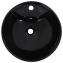 VidaXL Umywalka z przelewem, 46,5 x 18 cm, ceramiczna, czarna