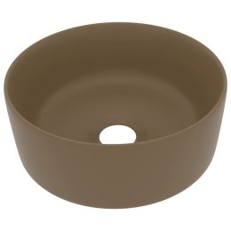 VidaXL Luksusowa, okrągła umywalka, matowy kremowy, 40x15 cm, ceramika