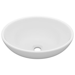 VidaXL Luksusowa, owalna umywalka, matowa biel, 40x33 cm, ceramiczna