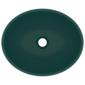 VidaXL Luksusowa, owalna umywalka, matowa ciemna zieleń, 40x33 cm
