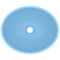 VidaXL Luksusowa, owalna umywalka, matowy błękit, 40x33 cm, ceramiczna