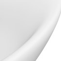 VidaXL Owalna umywalka z przelewem, matowa biel, 58,5x39 cm, ceramika